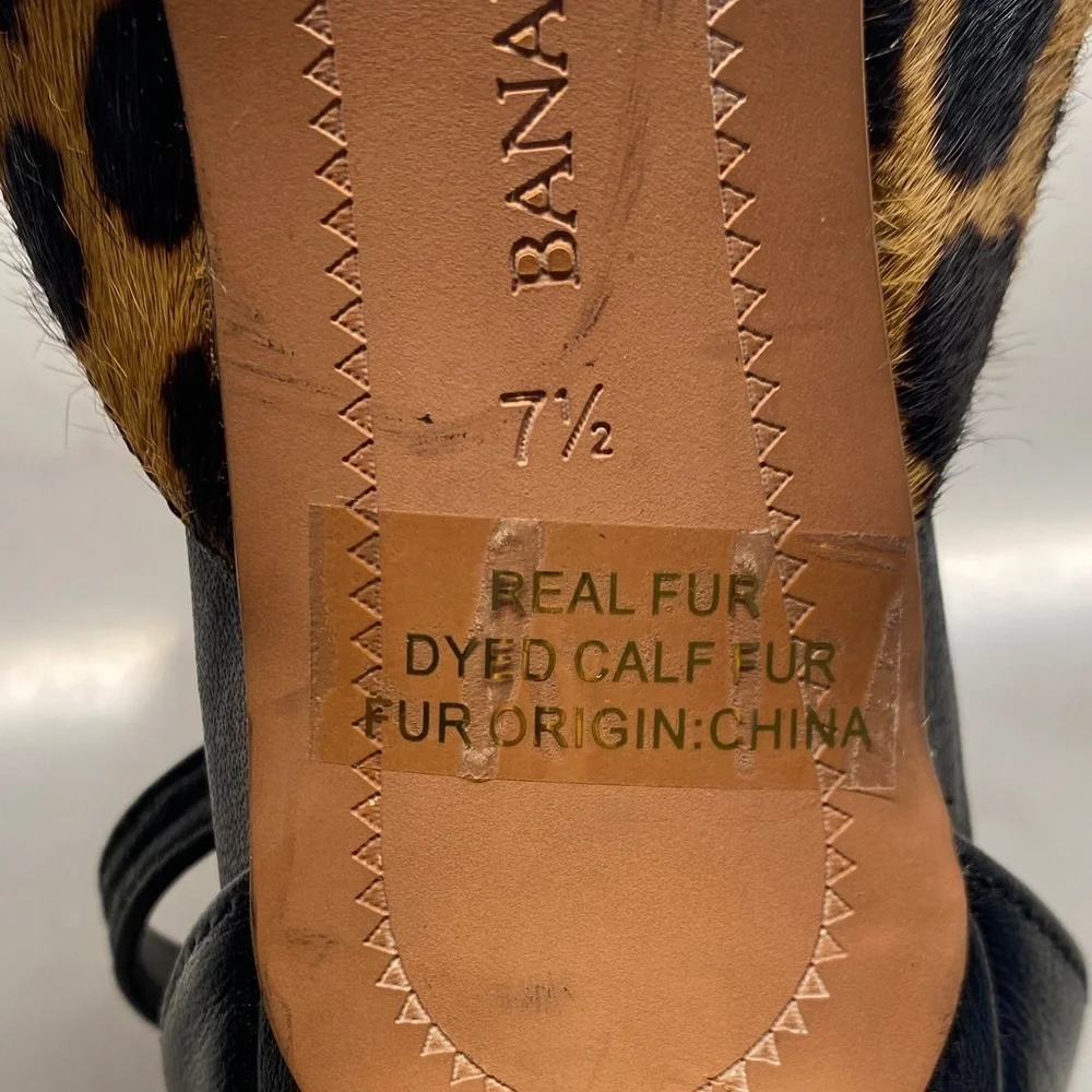 Banana Republic Leopard Calf Hair Pumps | Ankle Strap Pointed Toe | Size 7.5